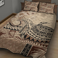 Vaiaso o le Gagana Samoa Quilt Bed Set Siapo Motif Beige LT7 - Polynesian Pride