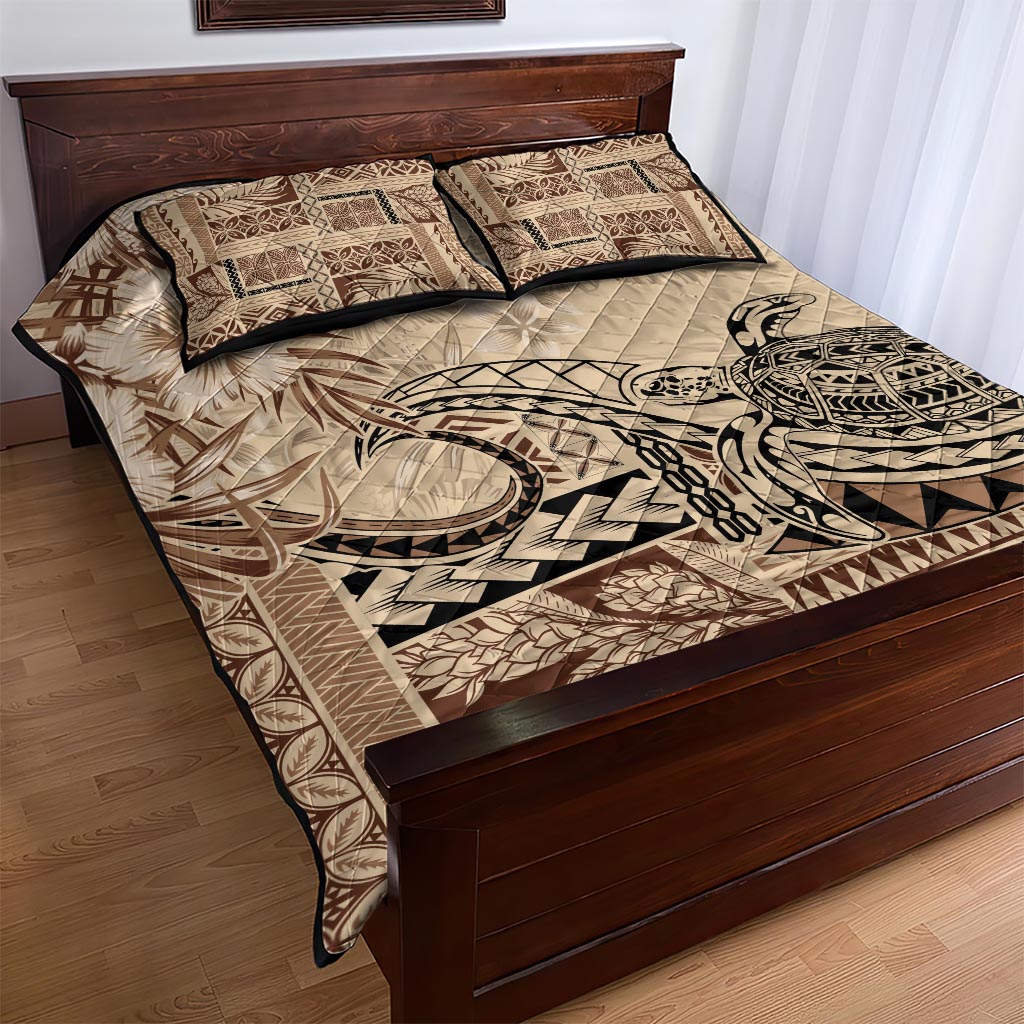 Vaiaso o le Gagana Samoa Quilt Bed Set Siapo Motif Beige LT7 - Polynesian Pride