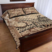Vaiaso o le Gagana Samoa Quilt Bed Set Siapo Motif Beige LT7 - Polynesian Pride