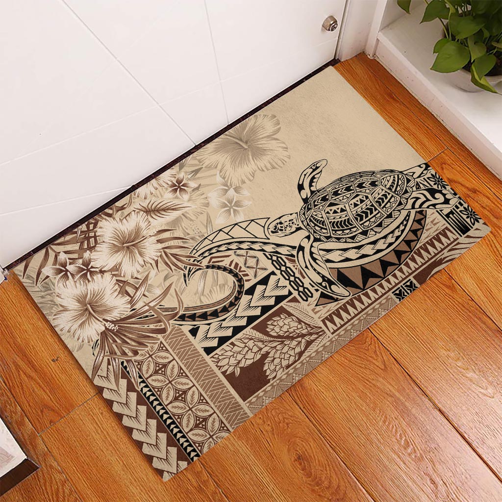 Vaiaso o le Gagana Samoa Rubber Doormat Siapo Motif Beige LT7 Beige - Polynesian Pride