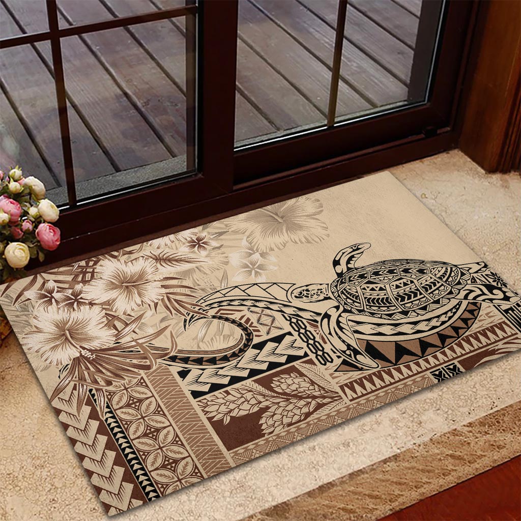Vaiaso o le Gagana Samoa Rubber Doormat Siapo Motif Beige LT7 - Polynesian Pride