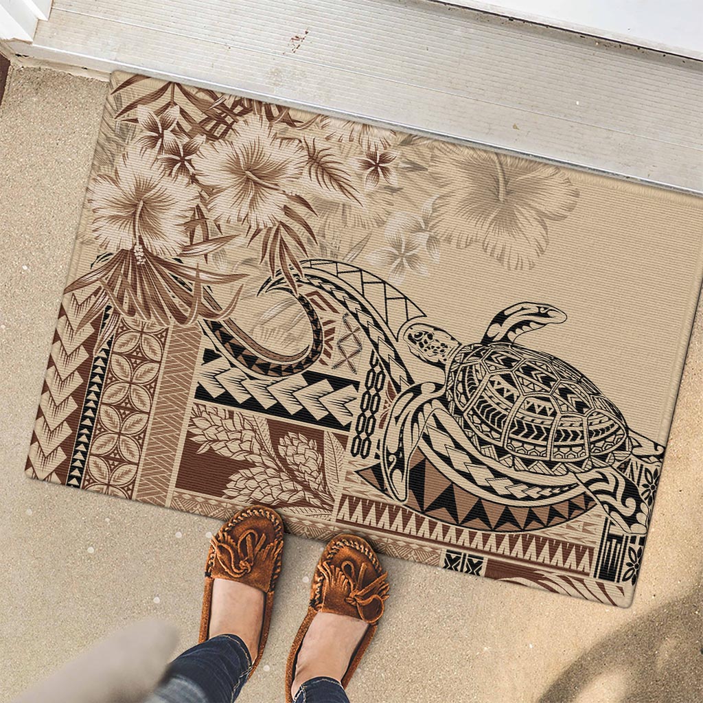 Vaiaso o le Gagana Samoa Rubber Doormat Siapo Motif Beige LT7 - Polynesian Pride