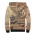 Vaiaso o le Gagana Samoa Sherpa Hoodie Siapo Motif Beige