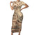 Vaiaso o le Gagana Samoa Short Sleeve Bodycon Dress Siapo Motif Beige