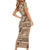 Vaiaso o le Gagana Samoa Short Sleeve Bodycon Dress Siapo Motif Beige