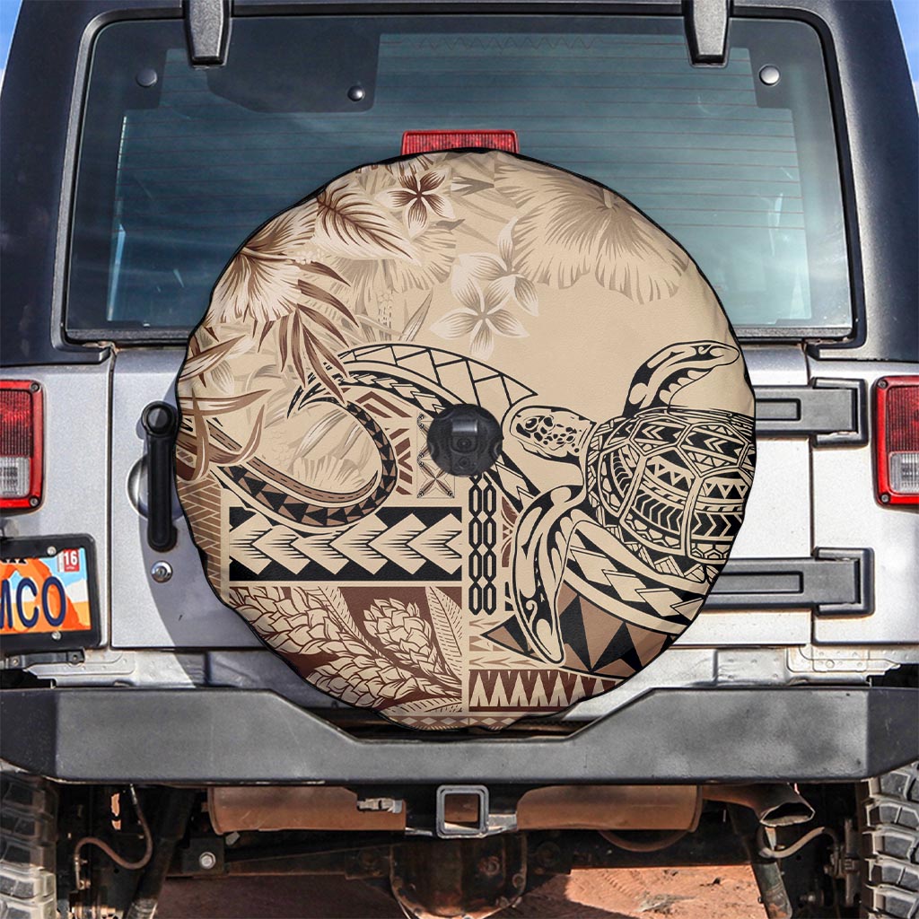 Vaiaso o le Gagana Samoa Spare Tire Cover Siapo Motif Beige LT7 Beige - Polynesian Pride