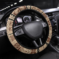 Vaiaso o le Gagana Samoa Steering Wheel Cover Siapo Motif Beige LT7 Universal Fit Beige - Polynesian Pride