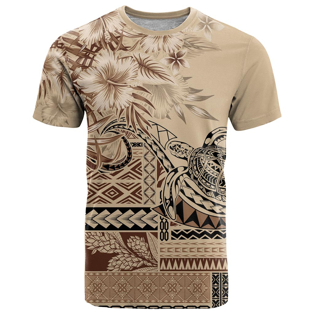 Vaiaso o le Gagana Samoa T Shirt Siapo Motif Beige LT7 Beige - Polynesian Pride