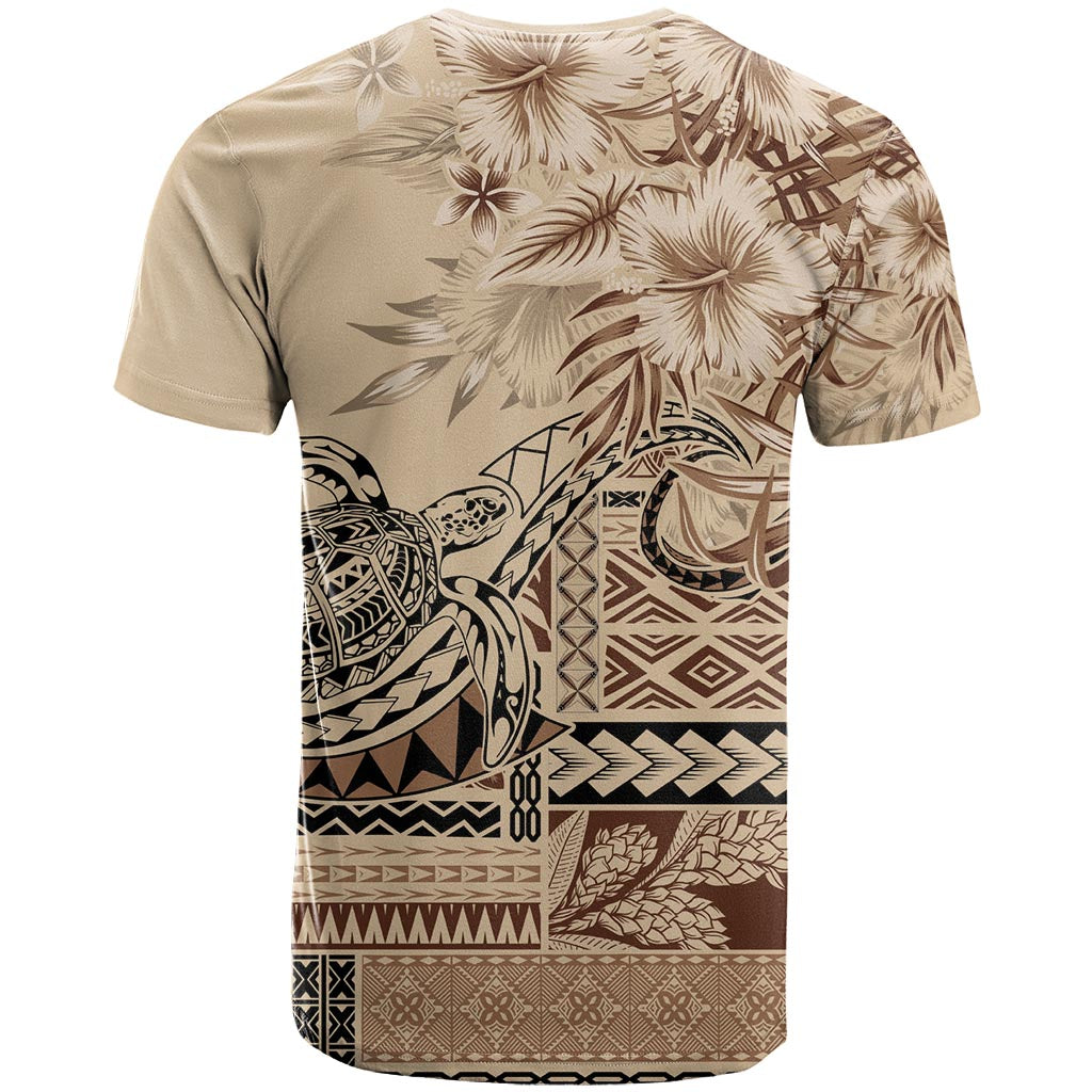 Vaiaso o le Gagana Samoa T Shirt Siapo Motif Beige LT7 - Polynesian Pride