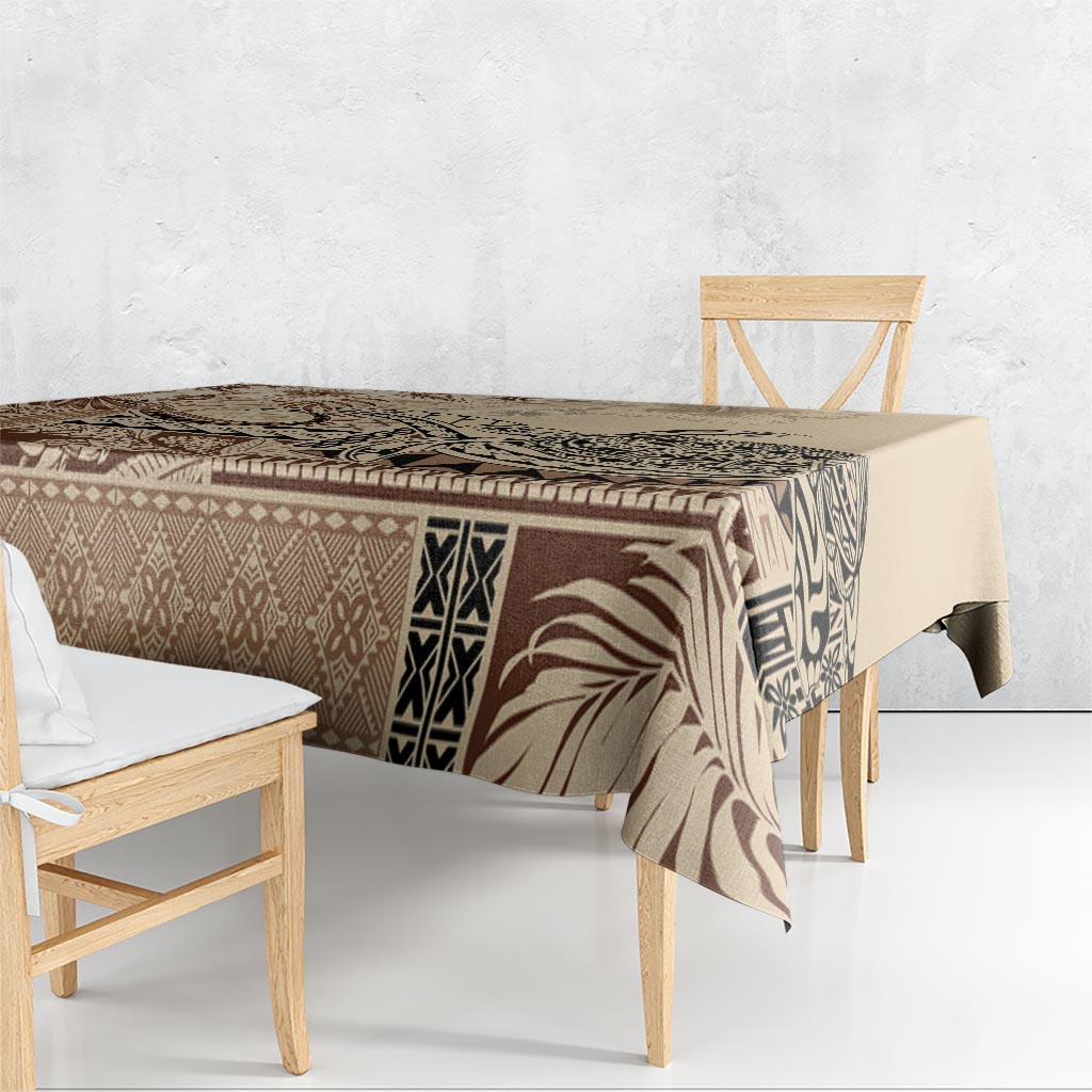 Vaiaso o le Gagana Samoa Tablecloth Siapo Motif Beige LT7 - Polynesian Pride