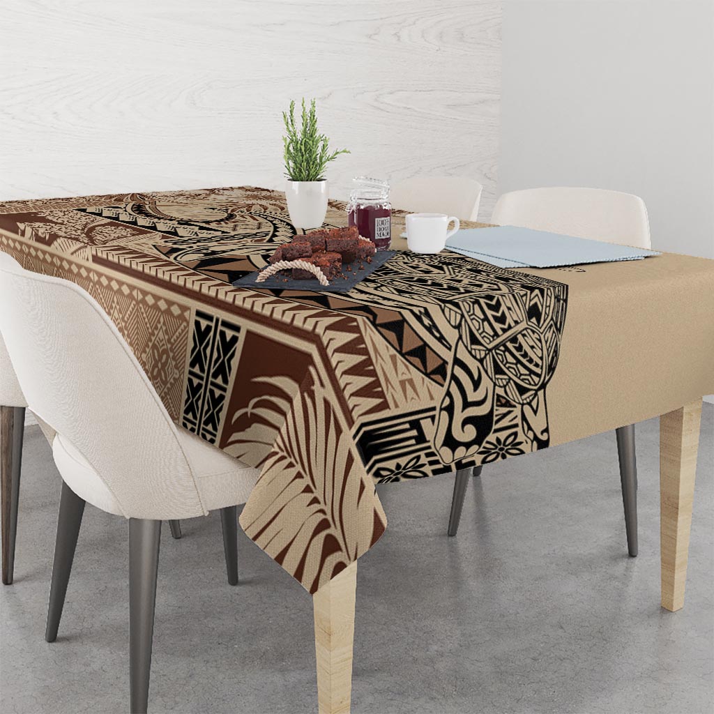 Vaiaso o le Gagana Samoa Tablecloth Siapo Motif Beige LT7 - Polynesian Pride