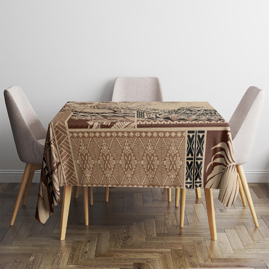 Vaiaso o le Gagana Samoa Tablecloth Siapo Motif Beige LT7 - Polynesian Pride