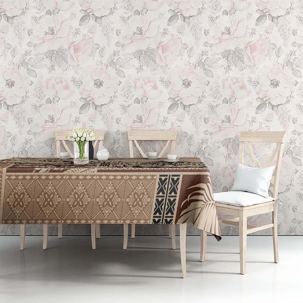 Vaiaso o le Gagana Samoa Tablecloth Siapo Motif Beige LT7 - Polynesian Pride