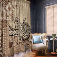 Vaiaso o le Gagana Samoa Window Curtain Siapo Motif Beige LT7 - Polynesian Pride