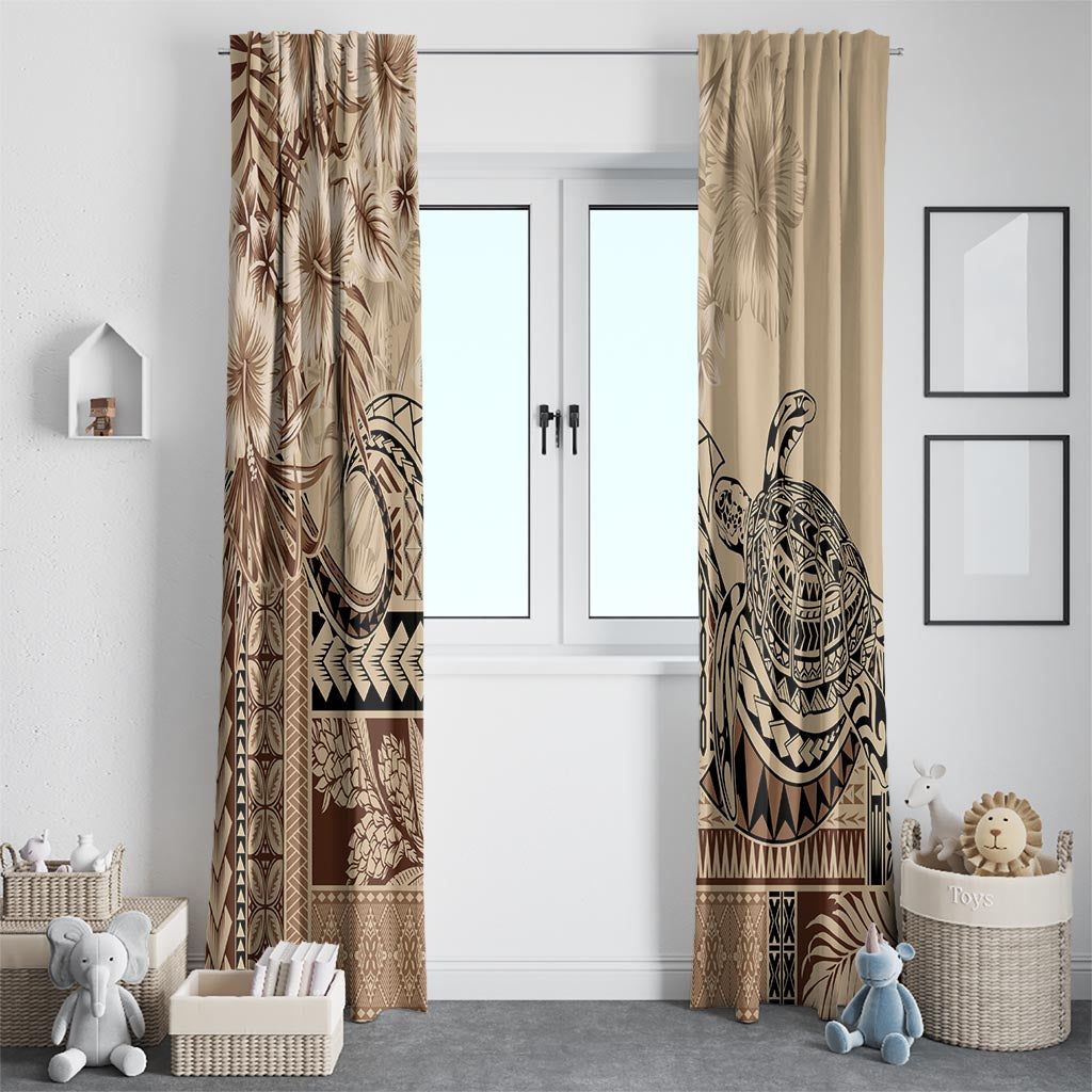 Vaiaso o le Gagana Samoa Window Curtain Siapo Motif Beige LT7 - Polynesian Pride