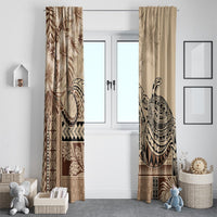 Vaiaso o le Gagana Samoa Window Curtain Siapo Motif Beige LT7 - Polynesian Pride
