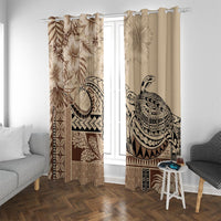 Vaiaso o le Gagana Samoa Window Curtain Siapo Motif Beige LT7 With Grommets Beige - Polynesian Pride
