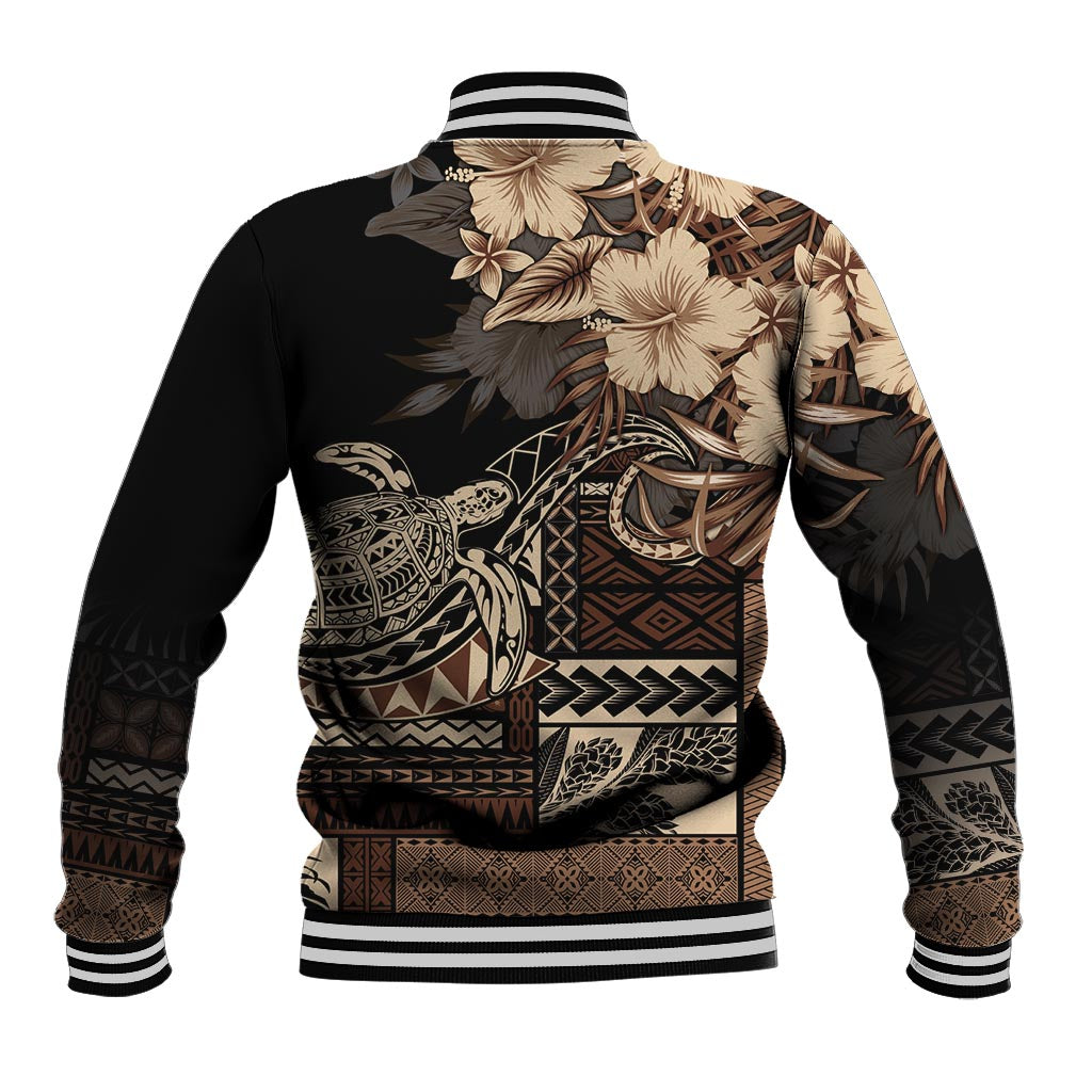 Vaiaso o le Gagana Samoa Baseball Jacket Siapo Motif Black LT7 - Polynesian Pride