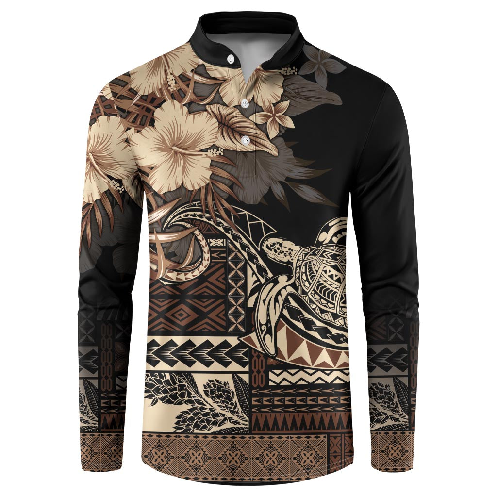 Vaiaso o le Gagana Samoa Button Sweatshirt Siapo Motif Black LT7 Black - Polynesian Pride