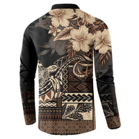 Vaiaso o le Gagana Samoa Button Sweatshirt Siapo Motif Black LT7 - Polynesian Pride