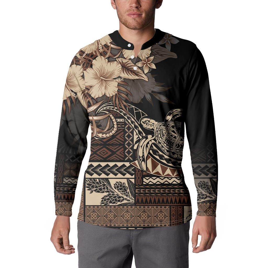 Vaiaso o le Gagana Samoa Button Sweatshirt Siapo Motif Black LT7 - Polynesian Pride