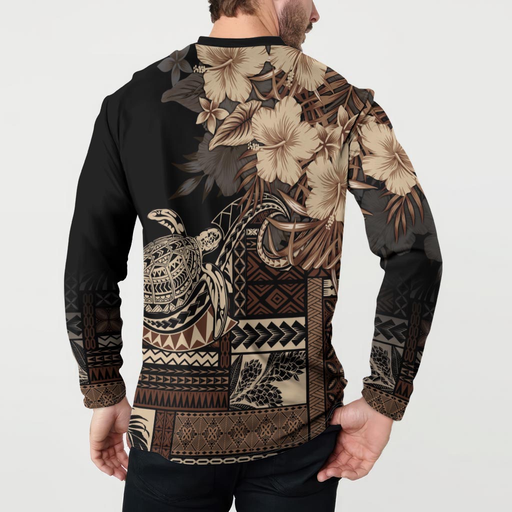 Vaiaso o le Gagana Samoa Button Sweatshirt Siapo Motif Black LT7 - Polynesian Pride