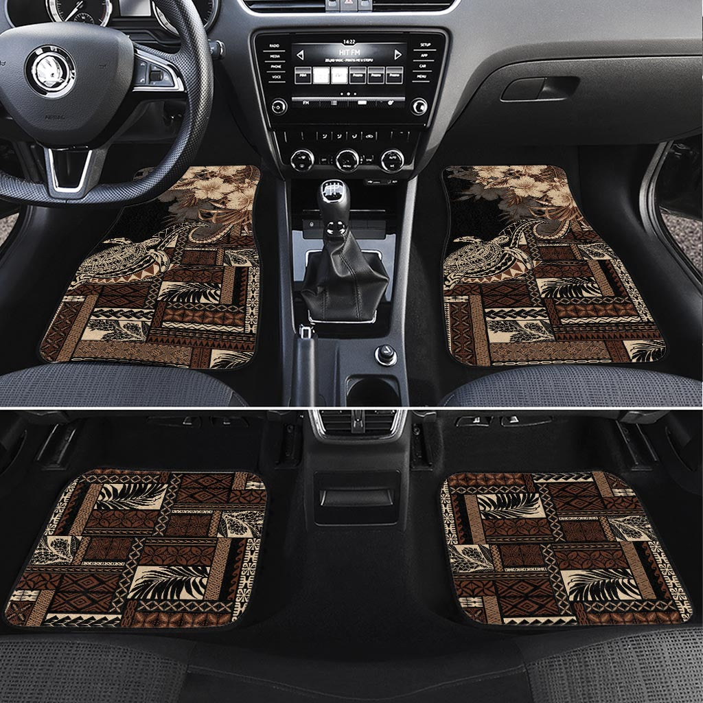 Vaiaso o le Gagana Samoa Car Mats Siapo Motif Black LT7 Set 4pcs Black - Polynesian Pride