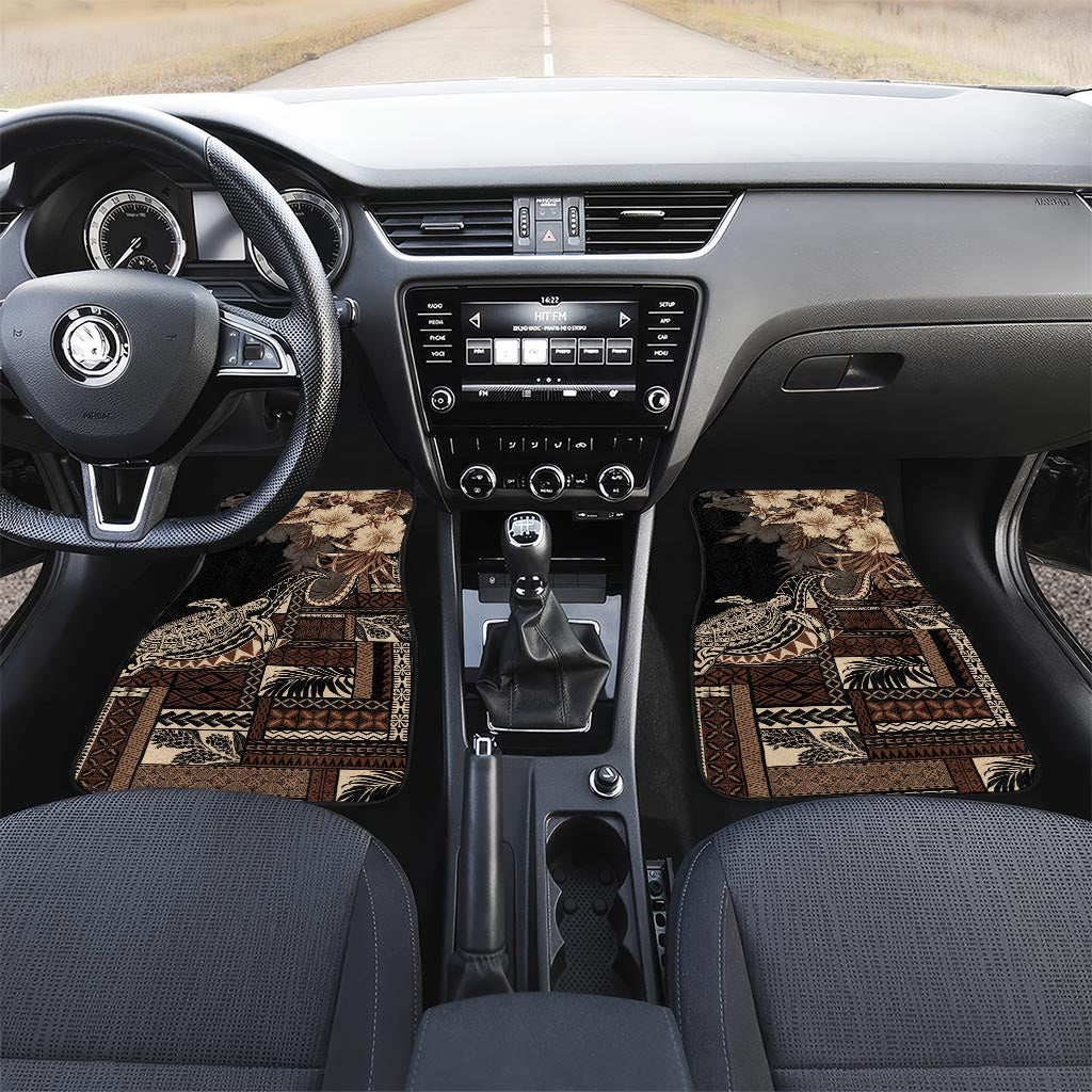Vaiaso o le Gagana Samoa Car Mats Siapo Motif Black LT7 Set 2pcs - Front Black - Polynesian Pride