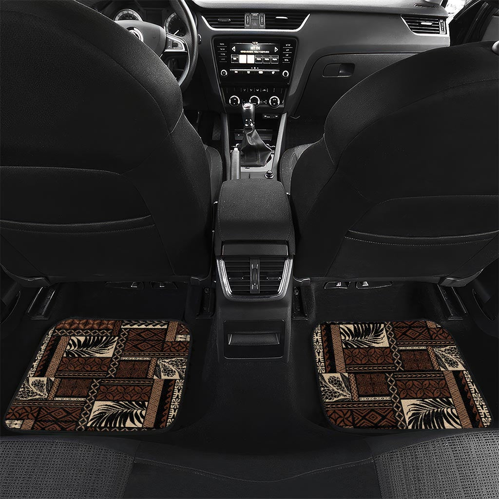 Vaiaso o le Gagana Samoa Car Mats Siapo Motif Black LT7 Set 2pcs - Back Black - Polynesian Pride