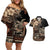 Vaiaso o le Gagana Samoa Couples Matching Off Shoulder Short Dress and Hawaiian Shirt Siapo Motif Black