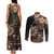 Vaiaso o le Gagana Samoa Couples Matching Tank Maxi Dress and Long Sleeve Button Shirt Siapo Motif Black