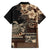 Vaiaso o le Gagana Samoa Family Matching Off Shoulder Short Dress and Hawaiian Shirt Siapo Motif Black