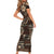 Vaiaso o le Gagana Samoa Family Matching Short Sleeve Bodycon Dress and Hawaiian Shirt Siapo Motif Black