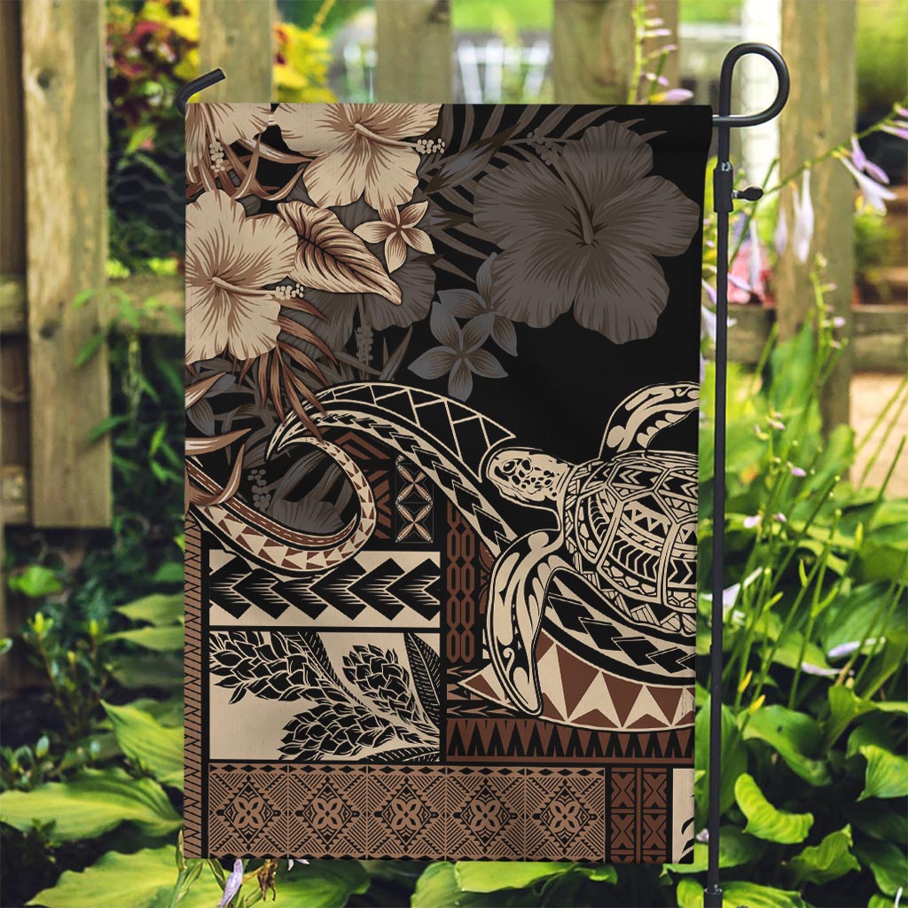 Vaiaso o le Gagana Samoa Garden Flag Siapo Motif Black LT7 Garden Flag Black - Polynesian Pride
