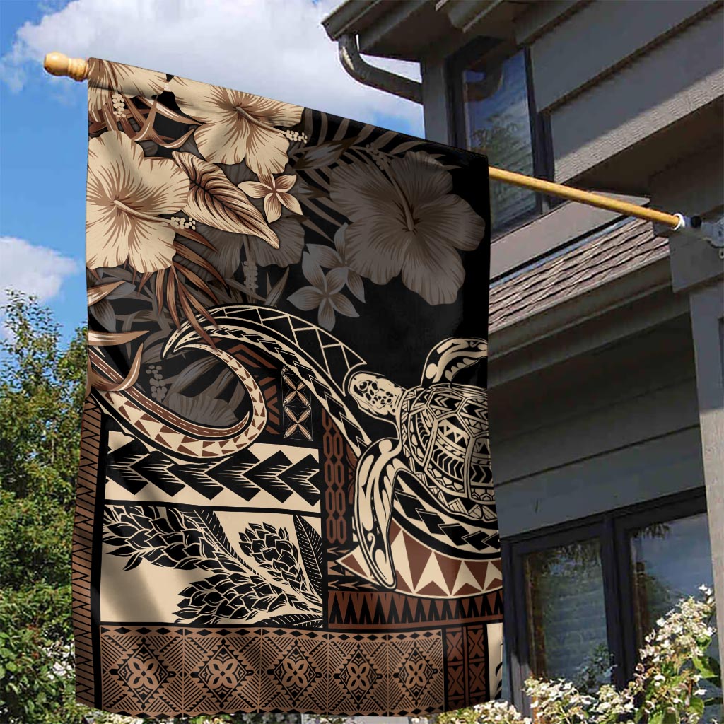 Vaiaso o le Gagana Samoa Garden Flag Siapo Motif Black LT7 - Polynesian Pride