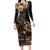 Vaiaso o le Gagana Samoa Long Sleeve Bodycon Dress Siapo Motif Black