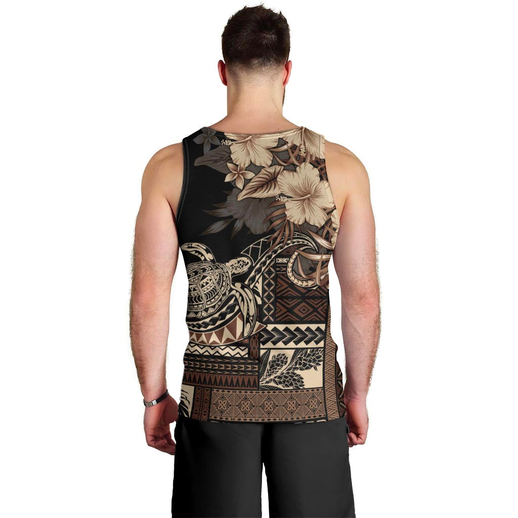Vaiaso o le Gagana Samoa Men Tank Top Siapo Motif Black LT7 - Polynesian Pride