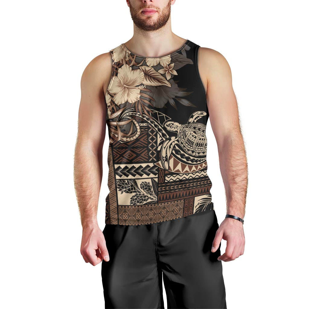 Vaiaso o le Gagana Samoa Men Tank Top Siapo Motif Black LT7 - Polynesian Pride