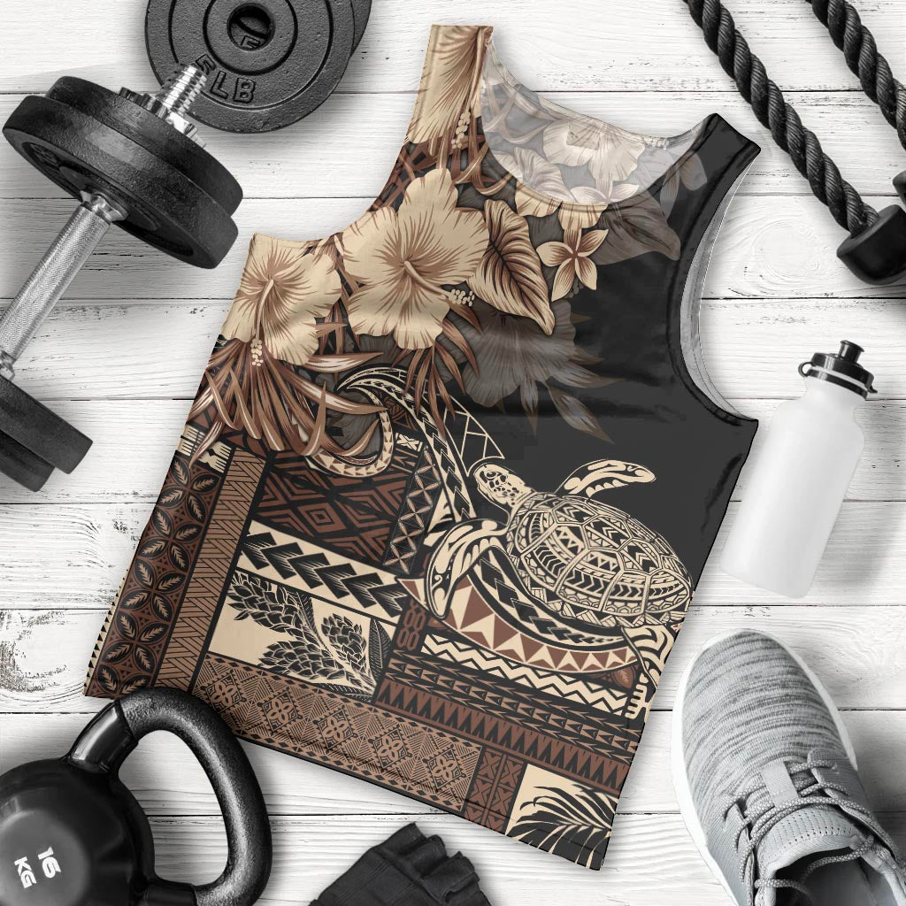 Vaiaso o le Gagana Samoa Men Tank Top Siapo Motif Black LT7 - Polynesian Pride