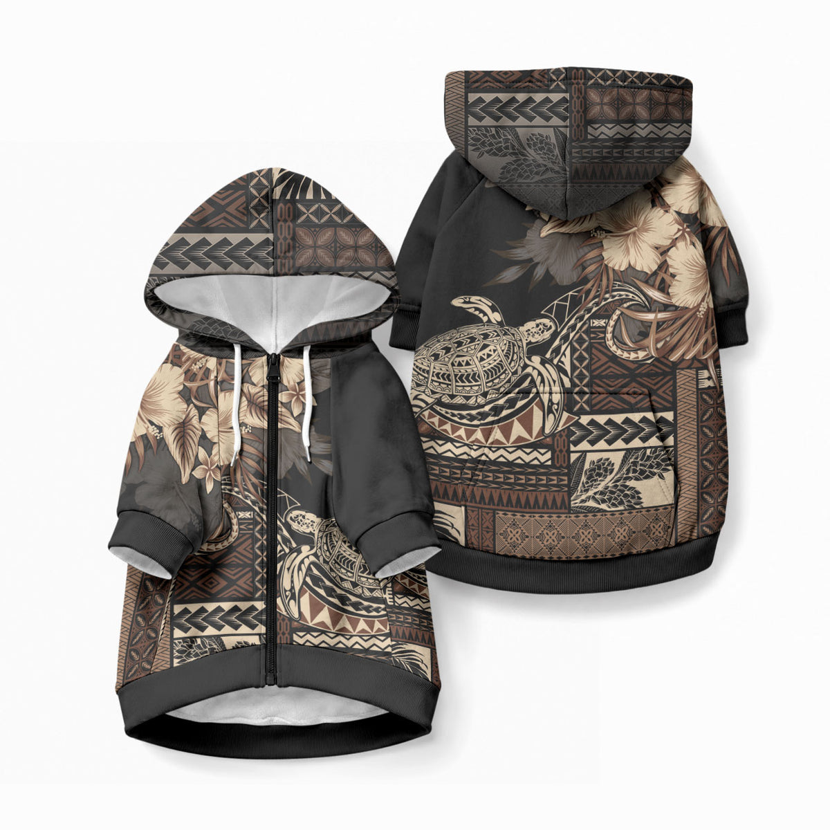 Vaiaso o le Gagana Samoa Pet Hoodie Siapo Motif Black LT7 Zip-up Black - Polynesian Pride