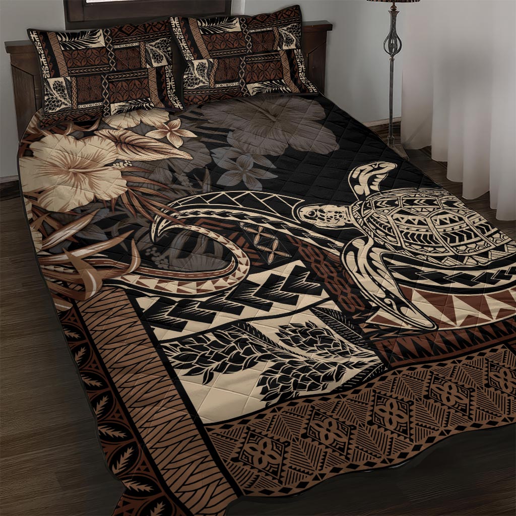 Vaiaso o le Gagana Samoa Quilt Bed Set Siapo Motif Black LT7 Black - Polynesian Pride