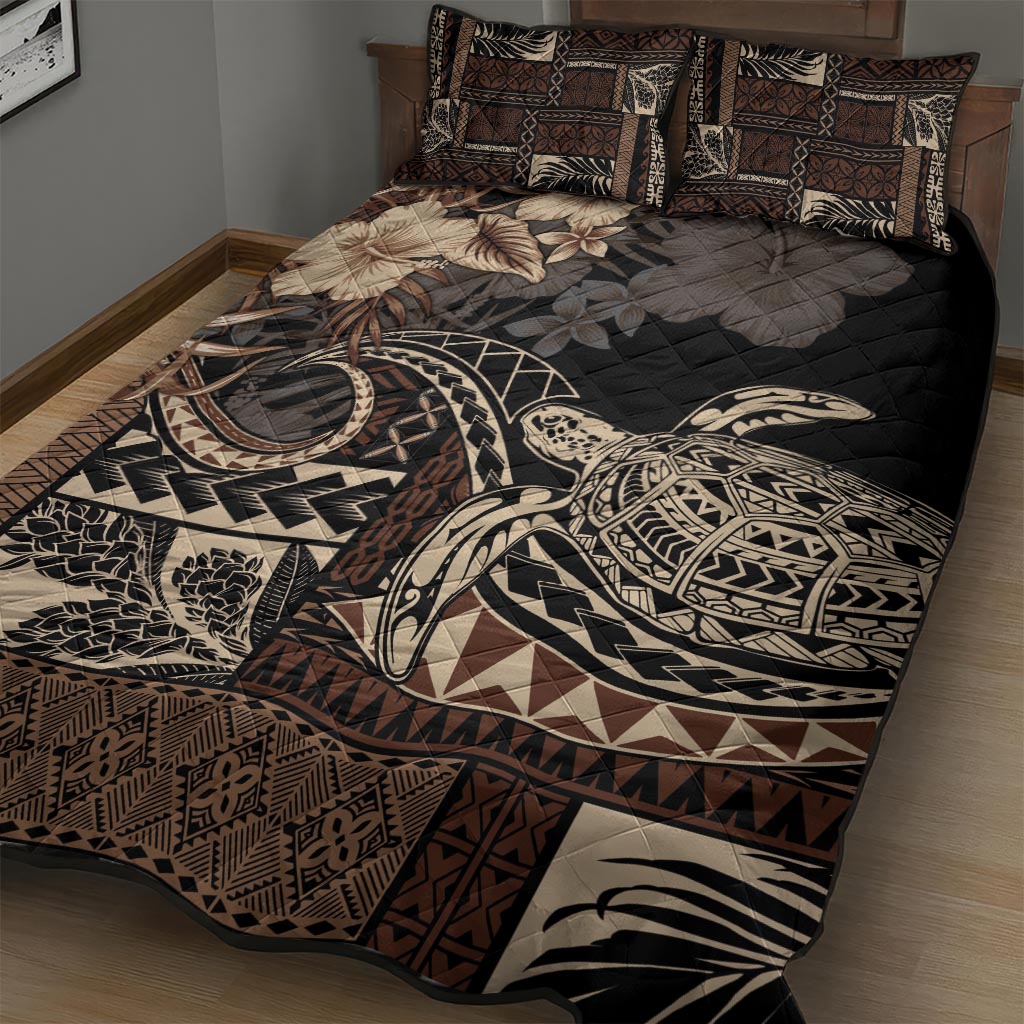 Vaiaso o le Gagana Samoa Quilt Bed Set Siapo Motif Black LT7 - Polynesian Pride