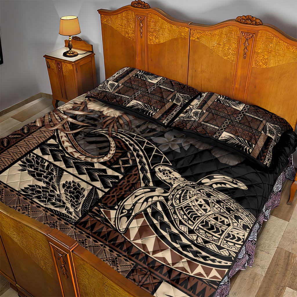 Vaiaso o le Gagana Samoa Quilt Bed Set Siapo Motif Black LT7 - Polynesian Pride