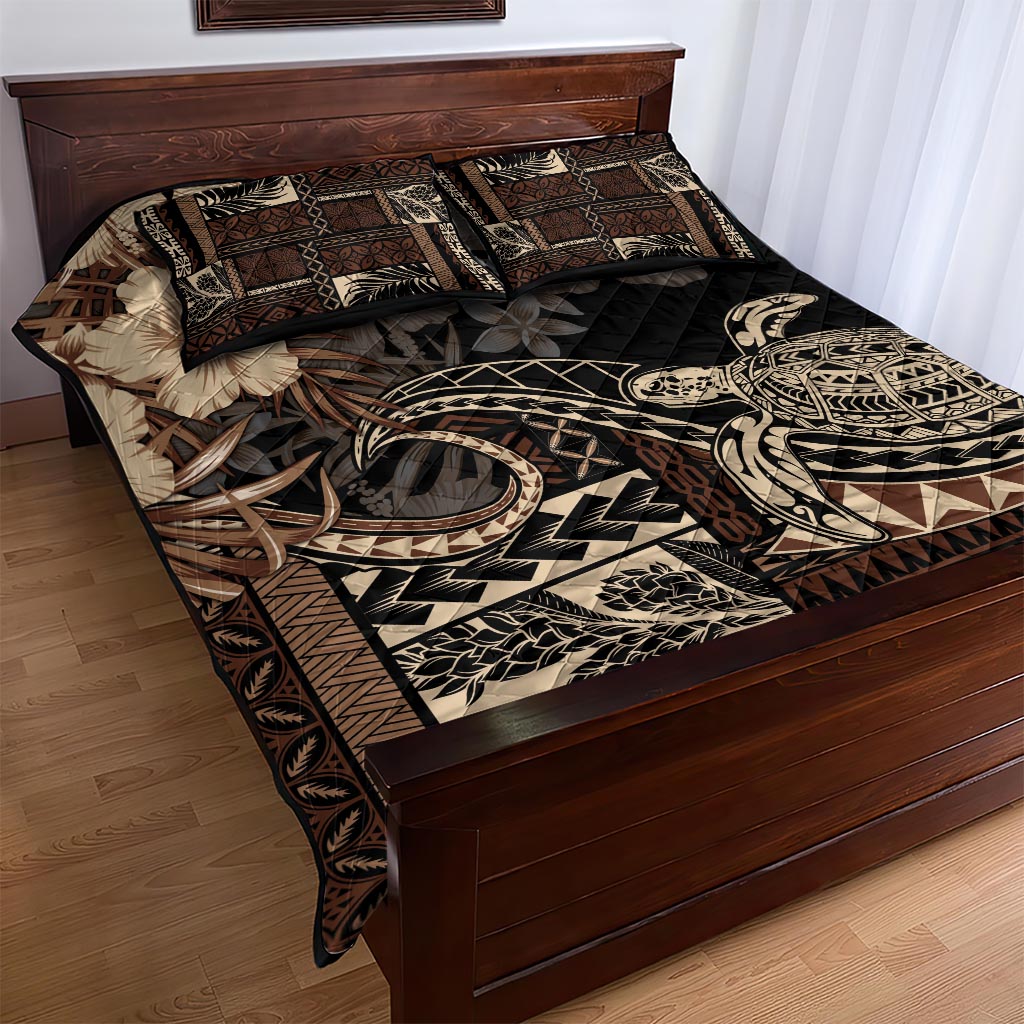 Vaiaso o le Gagana Samoa Quilt Bed Set Siapo Motif Black LT7 - Polynesian Pride