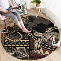 Vaiaso o le Gagana Samoa Round Carpet Siapo Motif Black LT7 - Polynesian Pride
