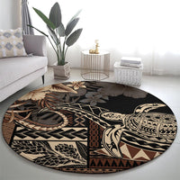 Vaiaso o le Gagana Samoa Round Carpet Siapo Motif Black LT7 - Polynesian Pride