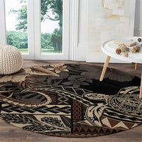 Vaiaso o le Gagana Samoa Round Carpet Siapo Motif Black LT7 - Polynesian Pride