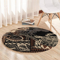 Vaiaso o le Gagana Samoa Round Carpet Siapo Motif Black LT7 - Polynesian Pride