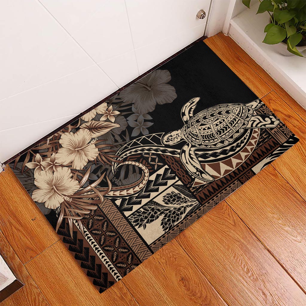 Vaiaso o le Gagana Samoa Rubber Doormat Siapo Motif Black LT7 Black - Polynesian Pride