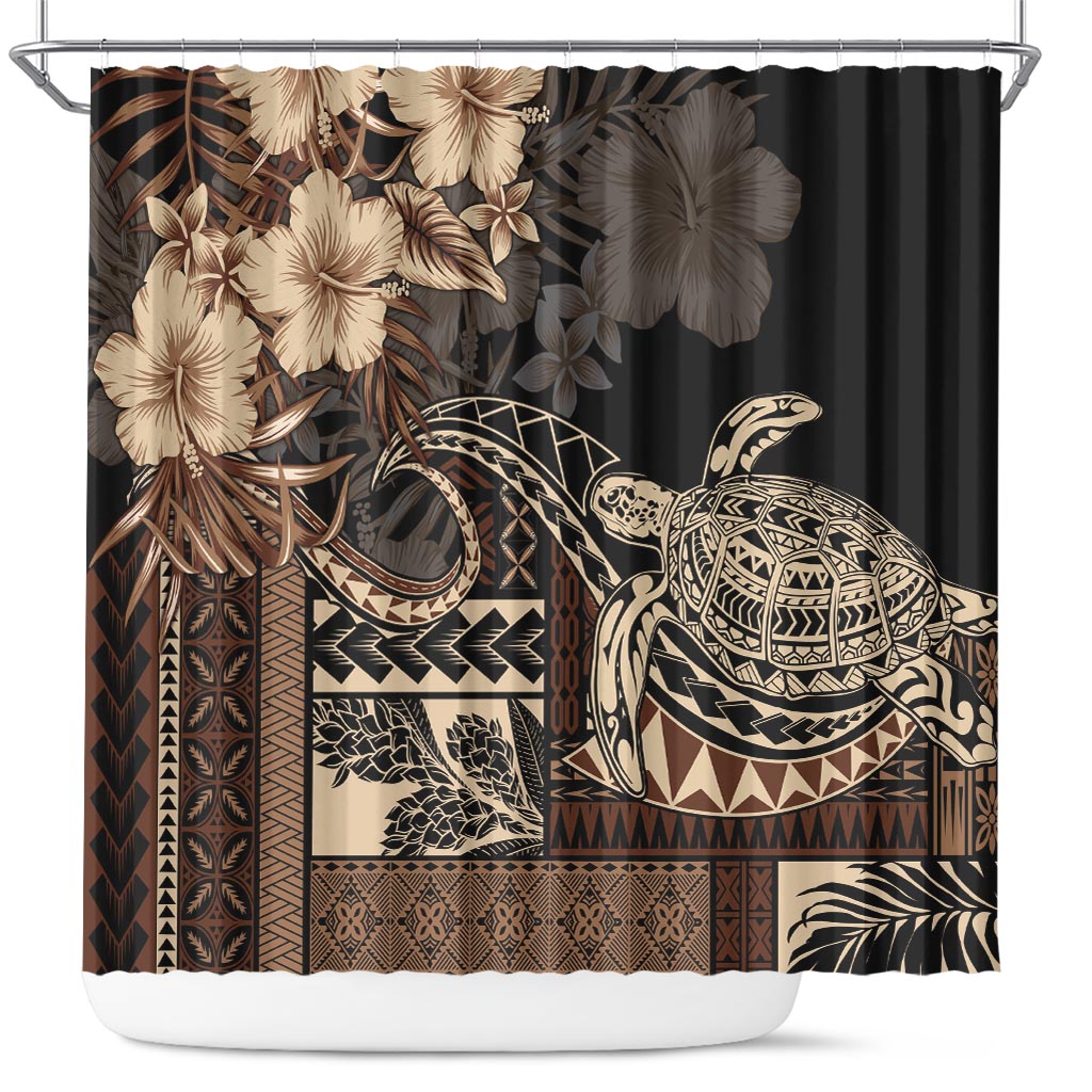 Vaiaso o le Gagana Samoa Shower Curtain Siapo Motif Black LT7 Black - Polynesian Pride